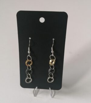 Bike Chain Earrings - Chain (3 Loops Silver, Black And Gold)