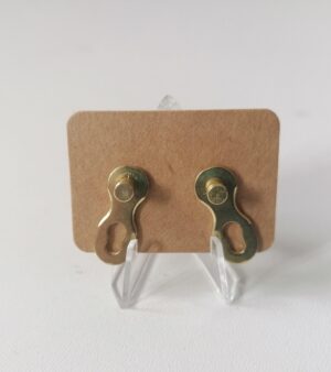 Bike Chain Stud Earrings with Stainless Steel Hooks - (Gold Coloured Bike Chain Links)