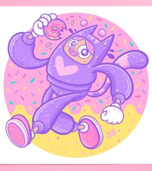 23cm x 23cm Print - "Doughnut Cat" (PRT-DCAT)