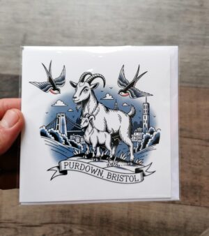 Original Greeting Card 12.5cm x 12.5cm - Purdown, Bristol (Goats)