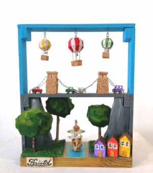 Mini Bristol Diorama "C" w/ The Clifton Suspension Bridge, The Matthew, Hot Air Balloons And  Bristol Scroll Writing