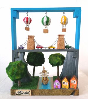 Mini Bristol Diorama "D" w/ The Clifton Suspension Bridge, The Matthew, Hot Air Balloons And  Bristol Scroll Writing
