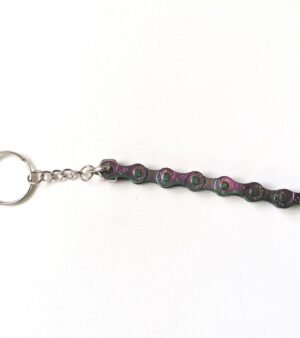 Bike Chain Keyring- Pink & Green Iridescent Colour (Flexible Snake Design 11cm Length)