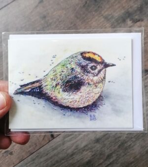 Mini Greeting Card - "Goldcrest Fledgling" (10.5cm x 7.5cm)