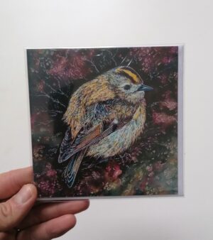 Square Greeting Card - "Goldcrest On Copper Birch" (12.5cm x 12.5cm)
