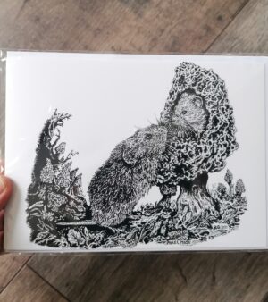 5" x 7" Greeting Card - "Voles In The Morel Maze"