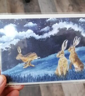 Original A6 Greeting Card - Hares Night
