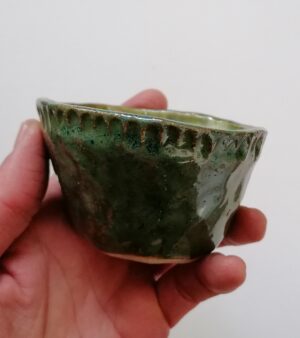 Original Handmade Pottery - Carved Pot (Green)