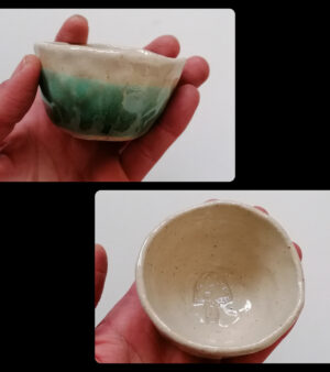 Original Handmade Pottery - Stamped Pinch Pot (Mushroom Design)
