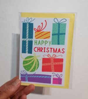 A6 Xmas Greeting Card - "Happy Christmas" Various Presents Design - (ABB153)