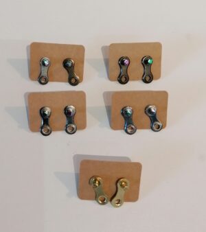 Bike Chain Stud Earrings with Stainless Steel Hooks - (Various Coloured Bike Chain Links)