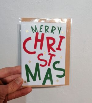 A6 Xmas Greeting Card - "Merry Christmas" Letters Design - (ABB152)