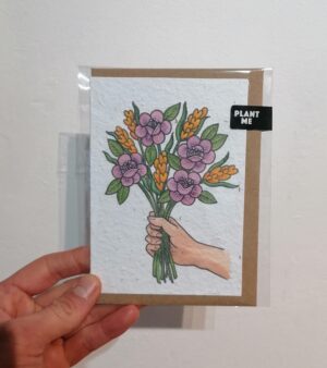 A6 Plantable Greeting Card - Hand Holding Bouquet of Flowers