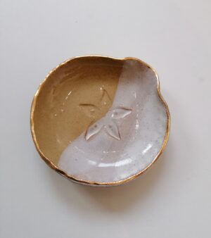 Original Handmade Pottery - Gold Edged Bowl (Starfish Design)
