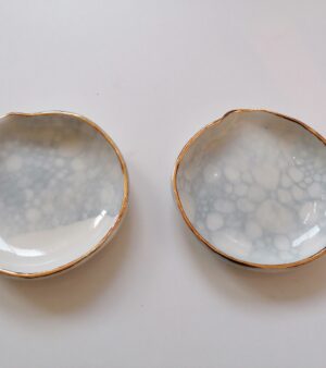 Original Handmade Pottery - Gold Edged Bowl (Bubble Design)