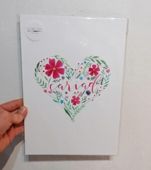 A3 Print - "Cariad"Floral Heart (#P-C-A3)