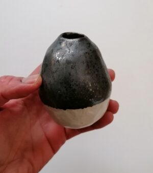 Original Handmade Pottery - Bud Vase (White & Brown)#2