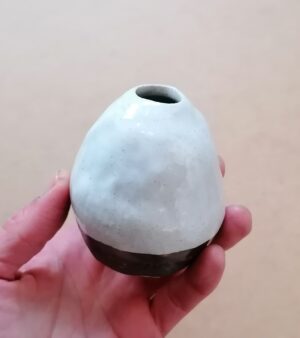 Original Handmade Pottery - Bud Vase (White & Brown)#1