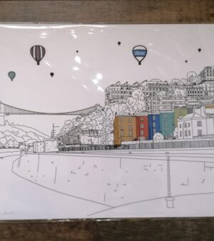 A4 Giclee Print - Bristol Suspension Bridge Print with Papercut Balloons (128060)