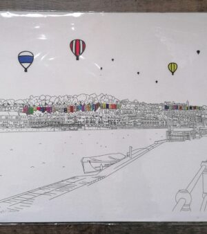 A3 Giclee Print -  Bristol Harbourside (Cliftonwood & Hot Air Balloons with Papercut Details 128065)