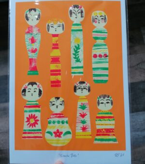 A4 Giclee Print - Kokeshi Dolls
