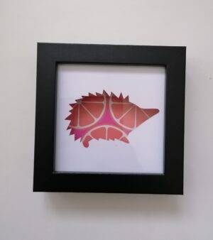 Mini Framed Handmade Paper Cut Hedgehog Silhouette (128054)