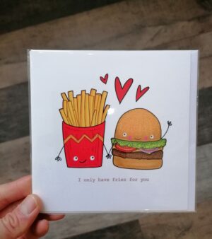 Square Greeting Card - I Only Have Fries For You - Burger And Fries(124.116)