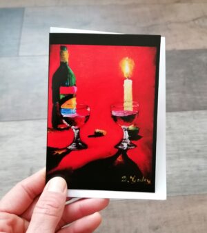 Original A6 Greeting Card - Red Wine Moment (Black Border)