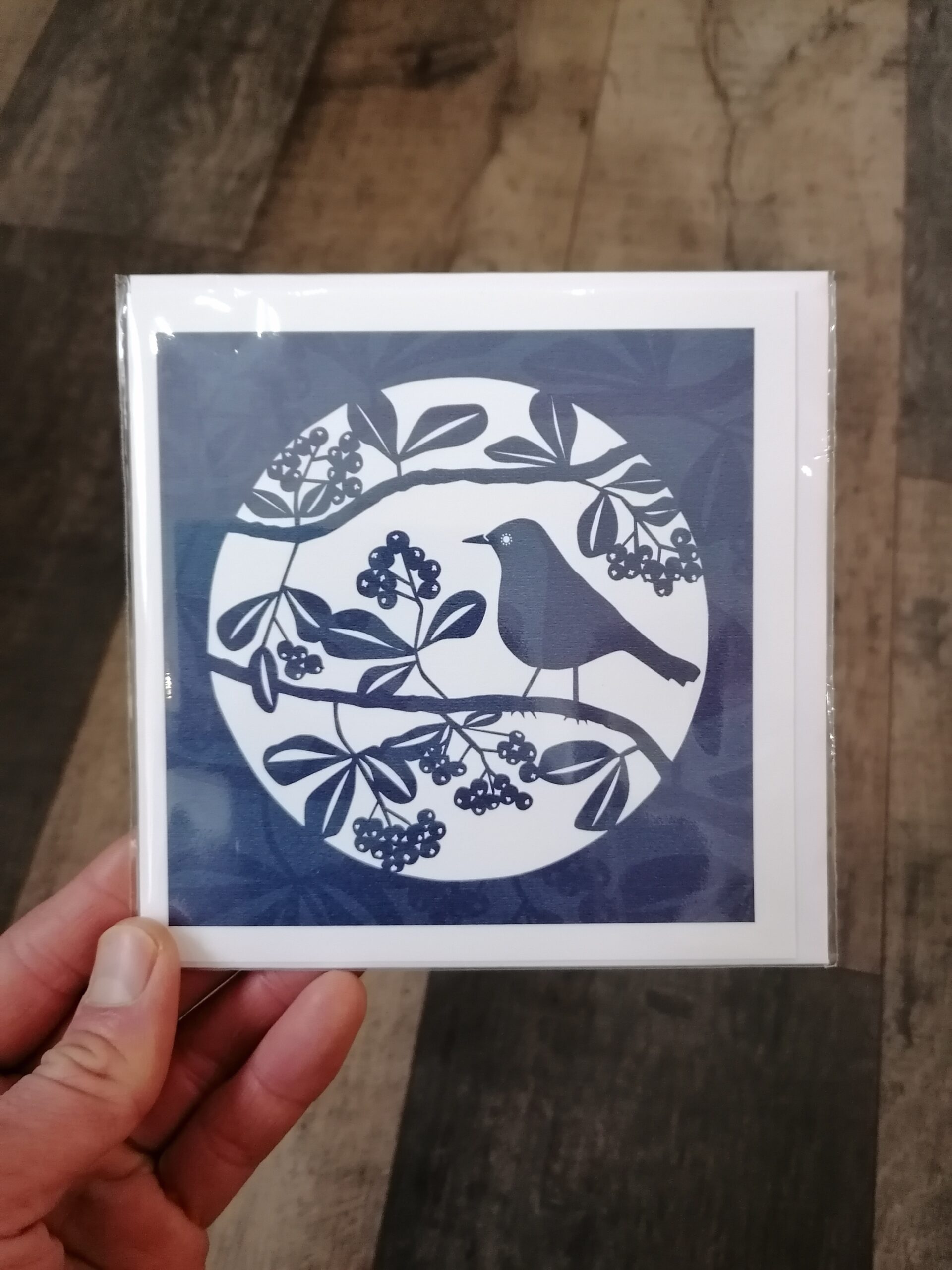 14cm x 14cm Square Greeting Card - Blackbird (Blue Blue Colour 128001)