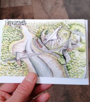 A6 Bristol Greeting Card - The Last Flight (Concorde Over Clifton Suspension Bridge)