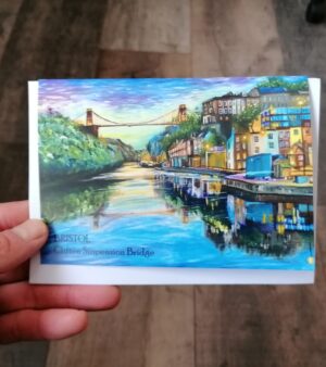 Original A6 Greeting Card - Clifton Suspension Bridge At Twilight