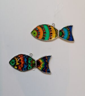 Hanging Painted Glass Decoration - Fish (Various Designs)