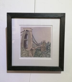 Framed Giclee Print - Suspension Bridge (26cm x 26cm)