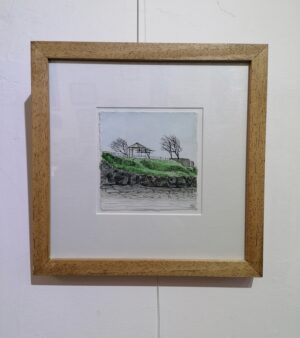 Framed Original Pen And Ink Art - Bandstand, Clevedon (28.2cm x 28.2cm)