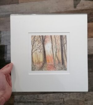 30cm x 30cm Mounted Giclee Print - Autumn Trees