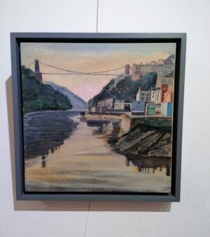 Original Framed Mixed Media Painting  39.5cm x 39.5cm - "Late Afternoon, Bristol" (Clifton Suspension Bridge)