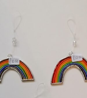 Hanging Painted Glass Decoration - Small Rainbow