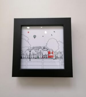 Mini Framed Bristol Print - Queens Square (Black Frame 128052)