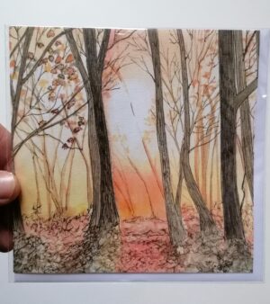 14cm x 14cm Square Greeting Card - Autumn Trees (AT001)