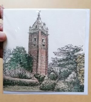 14cm x 14cm Square Greeting Card - Cabot Tower, Bristol (BCT01)