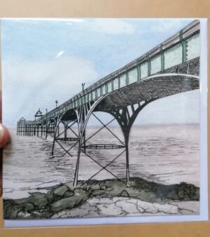 14cm x 14cm Square Greeting Card - Clevedon Pier (CP02)