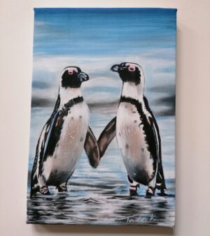 Original Acrylic Painting - "Lovers" (2 Penguins)
