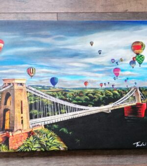 Original Acrylic Painting - Clifton Suspension Bridge and Balloons