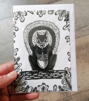 A6 Greeting Card - "Squirrel" Black Ink (007C)