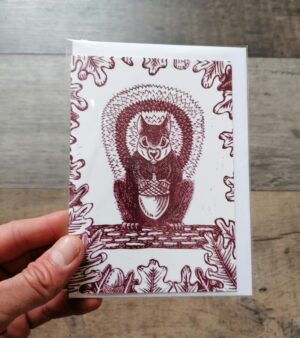 A6 Greeting Card - "Squirrel" Red Ink (008C)