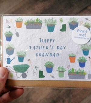 A6 Plantable Father's Day Greeting Card -  "Grandad" Garden Theme With Mixed Herbs Seeds