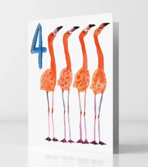 A6 Greeting Card - Four Year Flamingos (C0063)