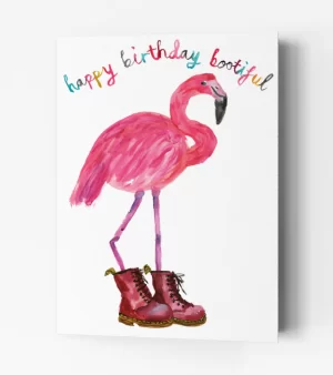 A6 Greeting Card - Happy Birthday Bootiful (Flamingo in Boots) C0031