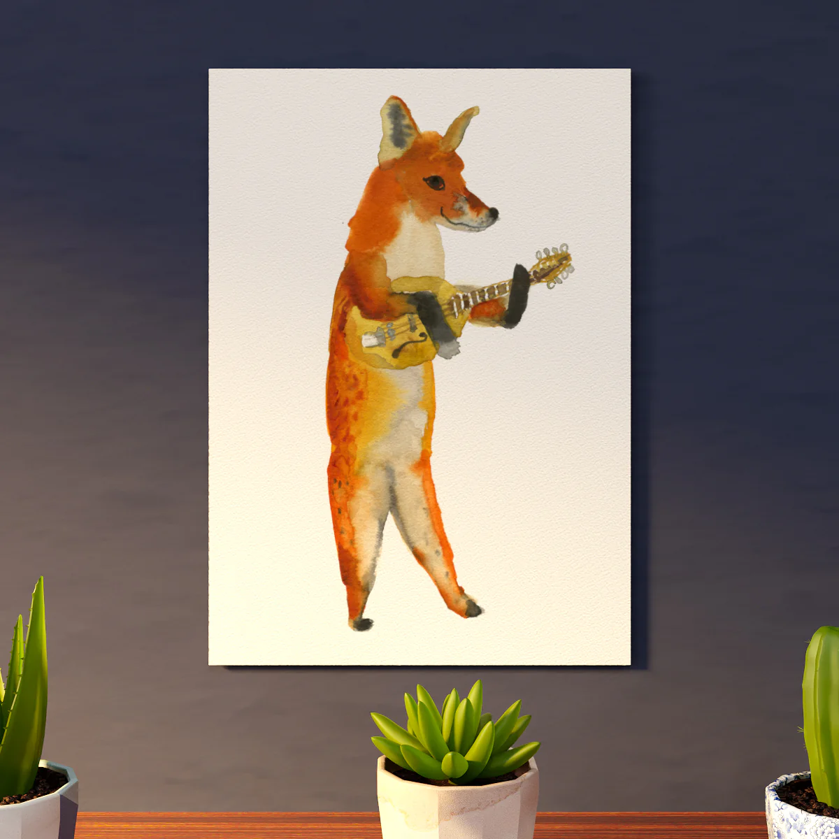 A4 Giclee Print - Mandolin Fox
