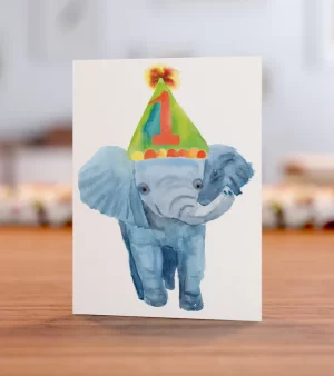 A6 Greeting Card - One Year Elephant (C0052)